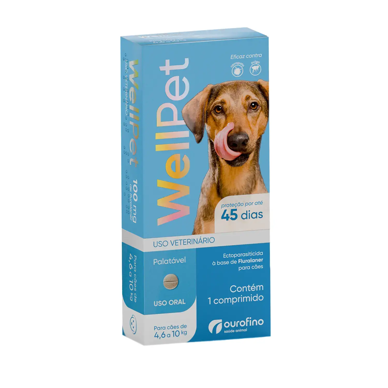 Antipulgas e Carrapatos Wellpet 100 mg para Cães 4,6 a 10 kg